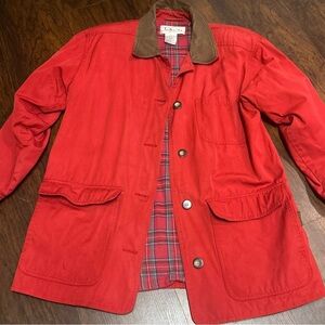 Talbots Red Women’s Jacket Small Flannel lined Barn Pockets
